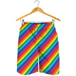 Rainbow Diagonal Striped Pattern Print Men's Shorts
