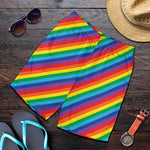 Rainbow Diagonal Striped Pattern Print Men's Shorts