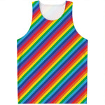 Rainbow Diagonal Striped Pattern Print Men's Tank Top