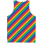 Rainbow Diagonal Striped Pattern Print Men's Tank Top