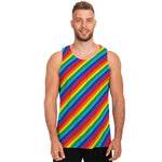 Rainbow Diagonal Striped Pattern Print Men's Tank Top