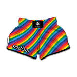 Rainbow Diagonal Striped Pattern Print Muay Thai Boxing Shorts