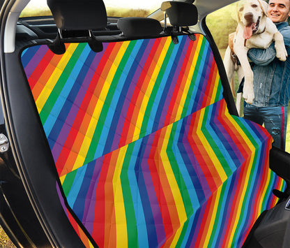 Rainbow Diagonal Striped Pattern Print Pet Car Back Seat Cover