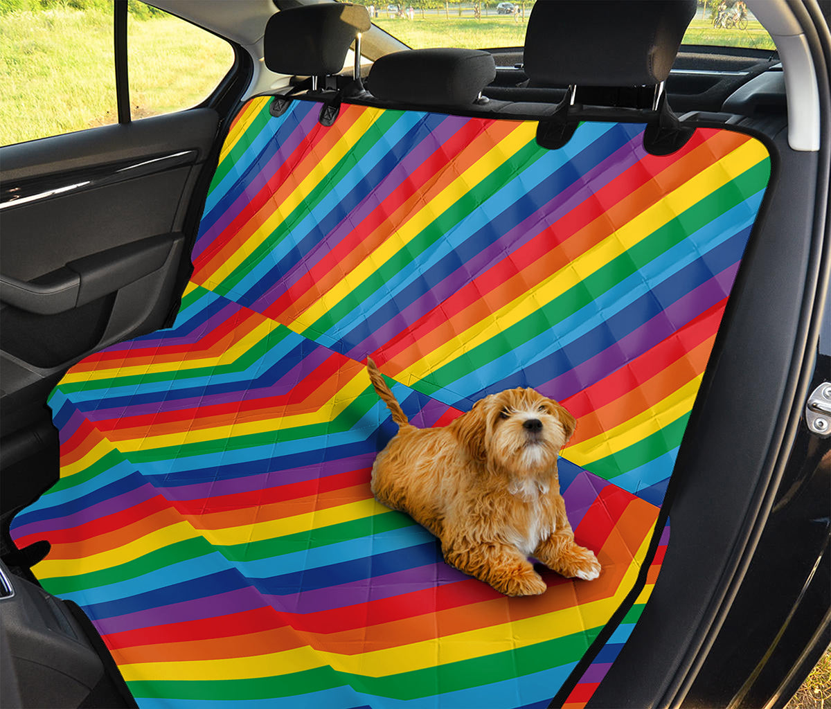 Rainbow Diagonal Striped Pattern Print Pet Car Back Seat Cover