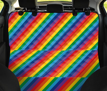 Rainbow Diagonal Striped Pattern Print Pet Car Back Seat Cover