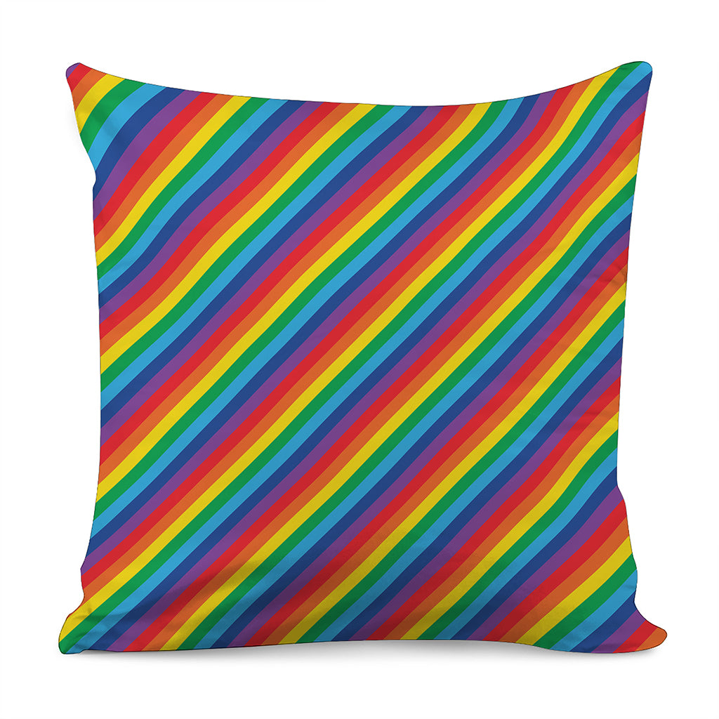 Rainbow Diagonal Striped Pattern Print Pillow Cover