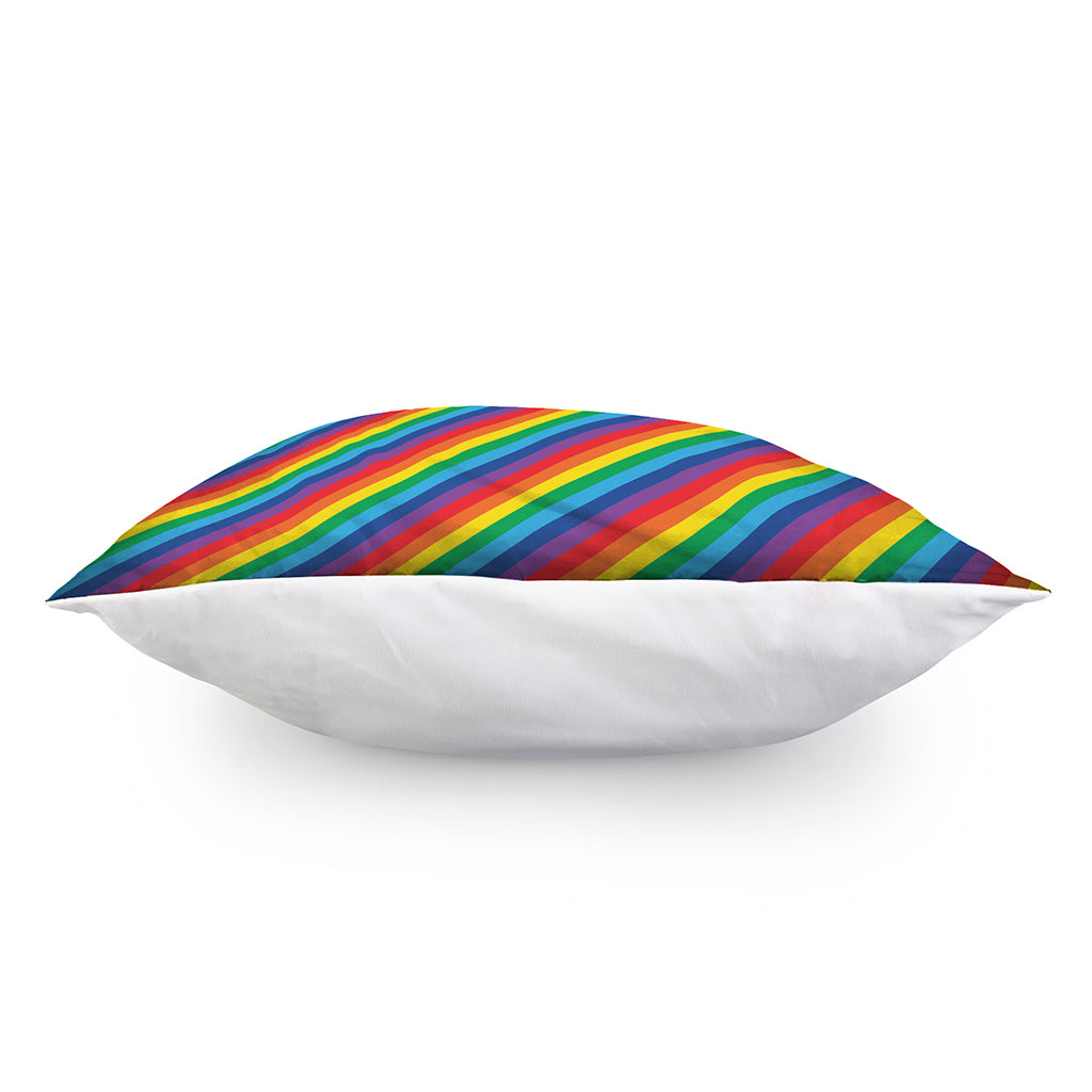 Rainbow Diagonal Striped Pattern Print Pillow Cover