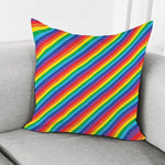 Rainbow Diagonal Striped Pattern Print Pillow Cover