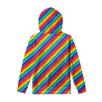 Rainbow Diagonal Striped Pattern Print Pullover Hoodie