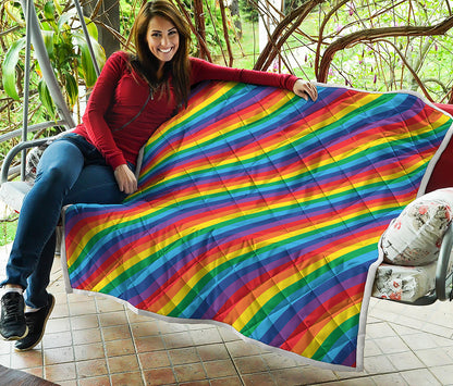 Rainbow Diagonal Striped Pattern Print Quilt