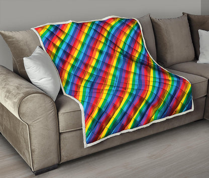 Rainbow Diagonal Striped Pattern Print Quilt