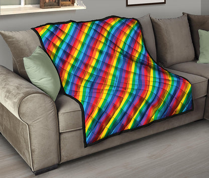 Rainbow Diagonal Striped Pattern Print Quilt