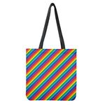 Rainbow Diagonal Striped Pattern Print Tote Bag