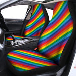 Rainbow Diagonal Striped Pattern Print Universal Fit Car Seat Covers