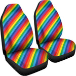 Rainbow Diagonal Striped Pattern Print Universal Fit Car Seat Covers