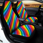 Rainbow Diagonal Striped Pattern Print Universal Fit Car Seat Covers