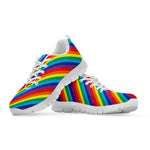 Rainbow Diagonal Striped Pattern Print White Sneakers