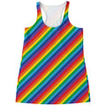 Rainbow Diagonal Striped Pattern Print Women's Racerback Tank Top