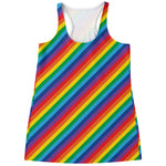 Rainbow Diagonal Striped Pattern Print Women's Racerback Tank Top