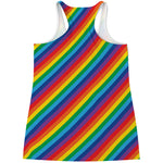 Rainbow Diagonal Striped Pattern Print Women's Racerback Tank Top