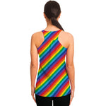 Rainbow Diagonal Striped Pattern Print Women's Racerback Tank Top