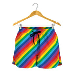 Rainbow Diagonal Striped Pattern Print Women's Shorts