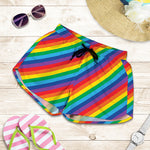 Rainbow Diagonal Striped Pattern Print Women's Shorts