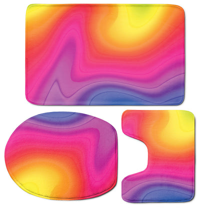 Rainbow Flow Print 3 Piece Bath Mat Set