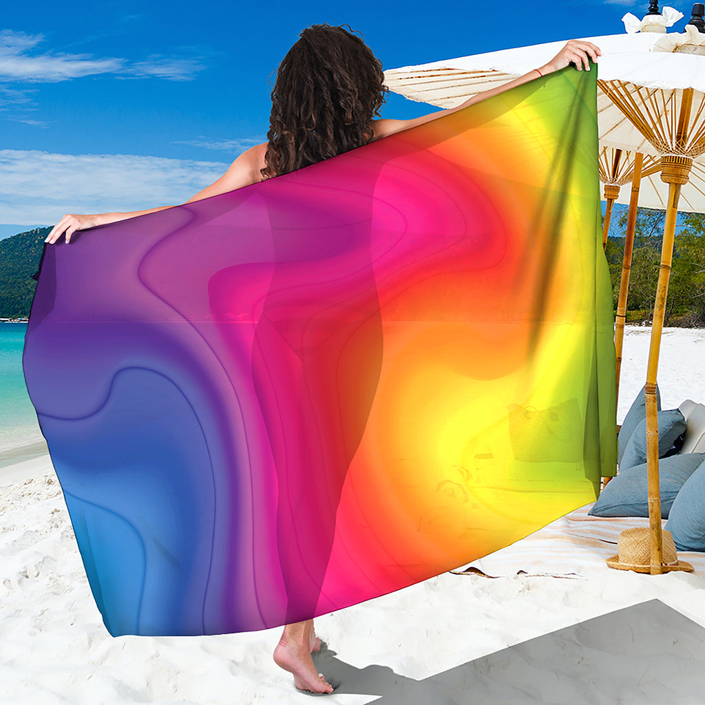 Rainbow Flow Print Beach Sarong Wrap