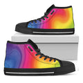 Rainbow Flow Print Black High Top Sneakers