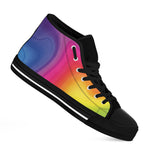 Rainbow Flow Print Black High Top Shoes