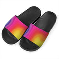 Rainbow Flow Print Black Slide Sandals