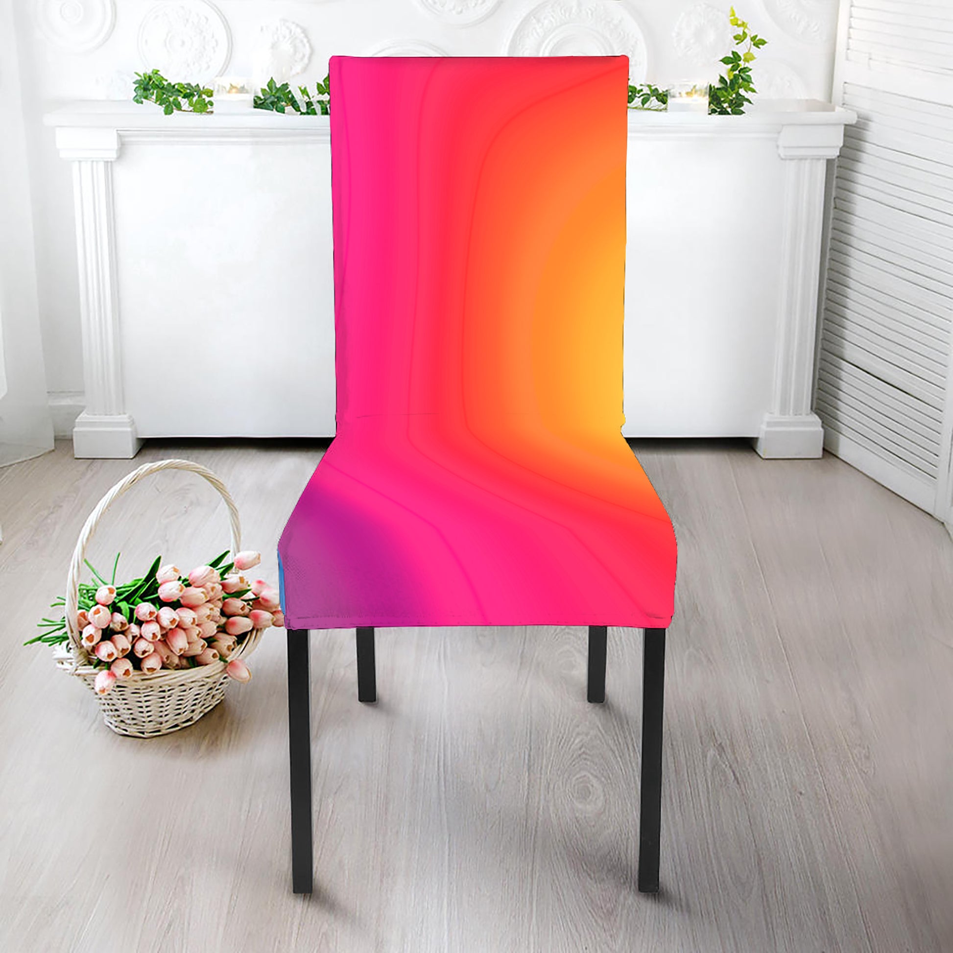 Rainbow Flow Print Dining Chair Slipcover