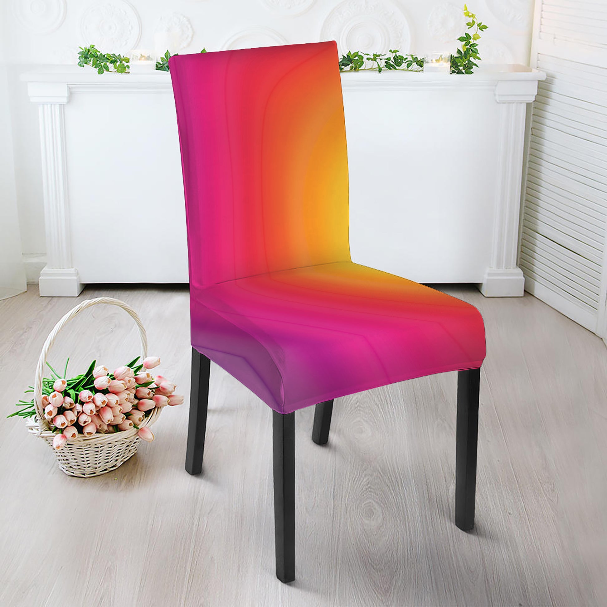 Rainbow Flow Print Dining Chair Slipcover
