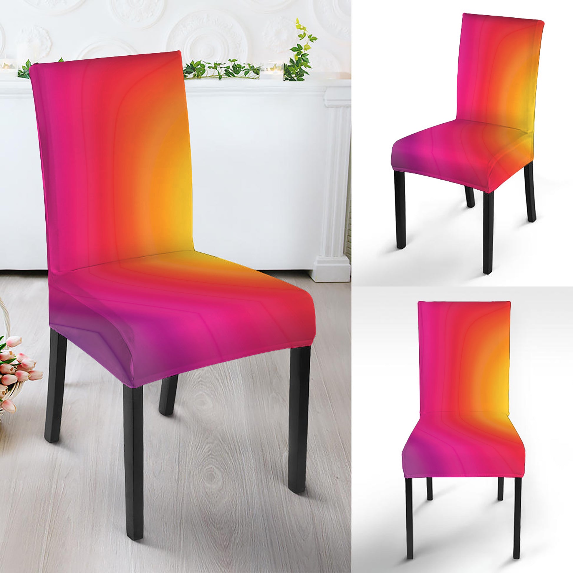 Rainbow Flow Print Dining Chair Slipcover