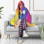 Rainbow Flow Print Hooded Blanket