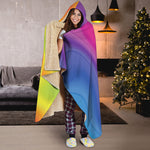 Rainbow Flow Print Hooded Blanket