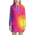 Rainbow Flow Print Pullover Hoodie Dress