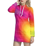 Rainbow Flow Print Hoodie Dress