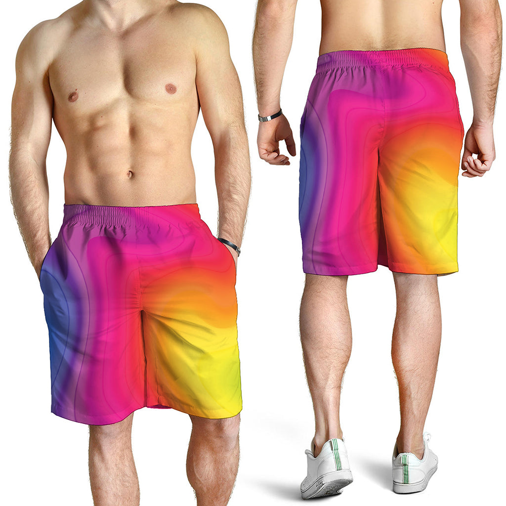 Rainbow Flow Print Men's Shorts
