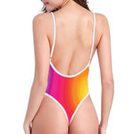 Rainbow Flow Print One Piece High Cut Swimsuit