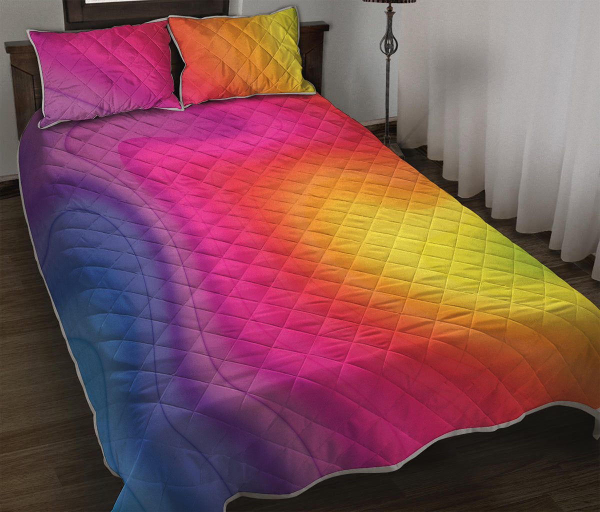 Rainbow Flow Print Quilt Bed Set
