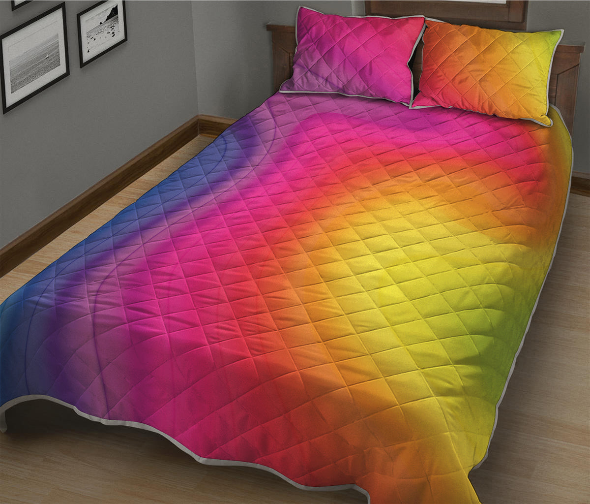 Rainbow Flow Print Quilt Bed Set