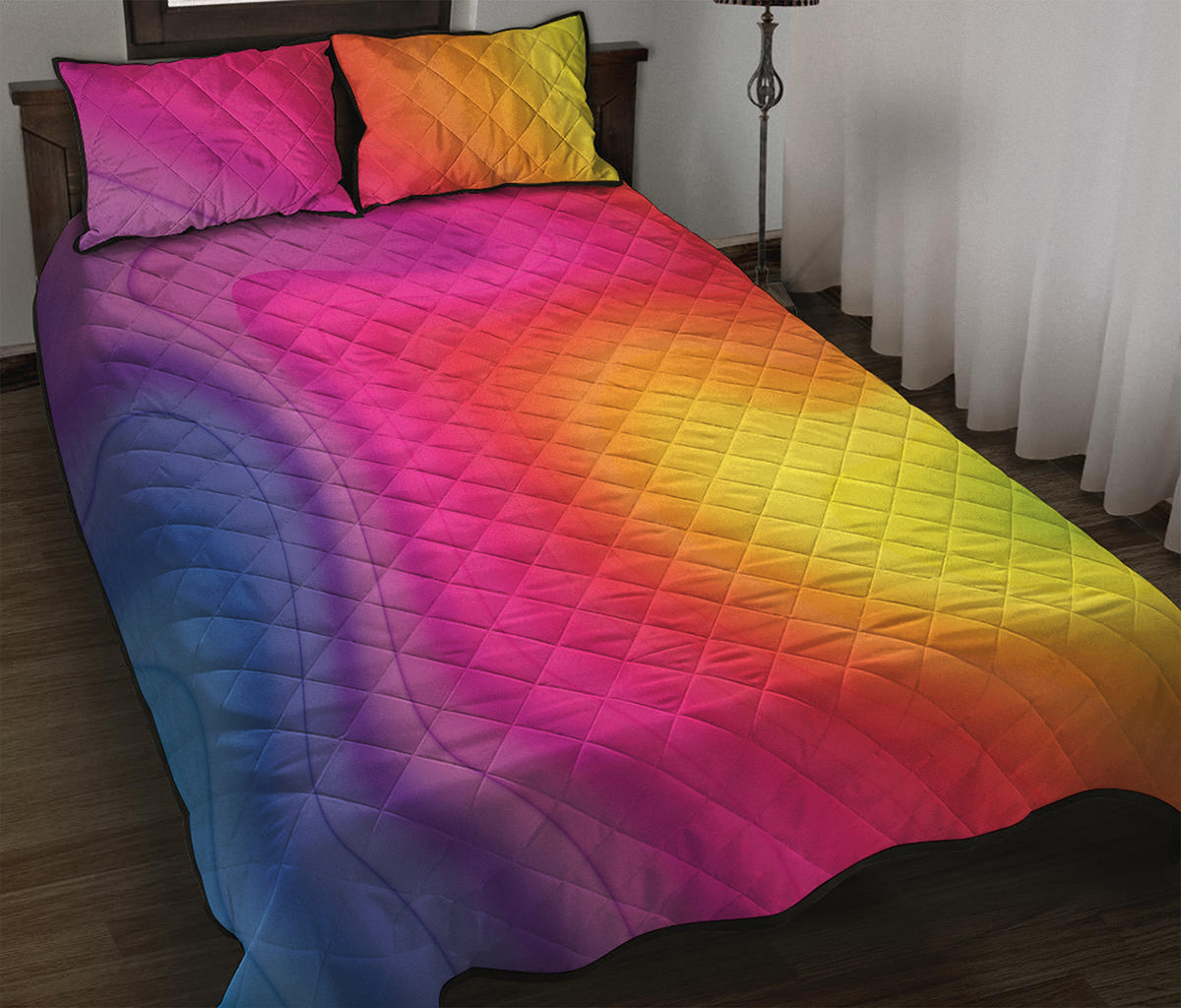 Rainbow Flow Print Quilt Bed Set