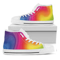 Rainbow Flow Print White High Top Sneakers