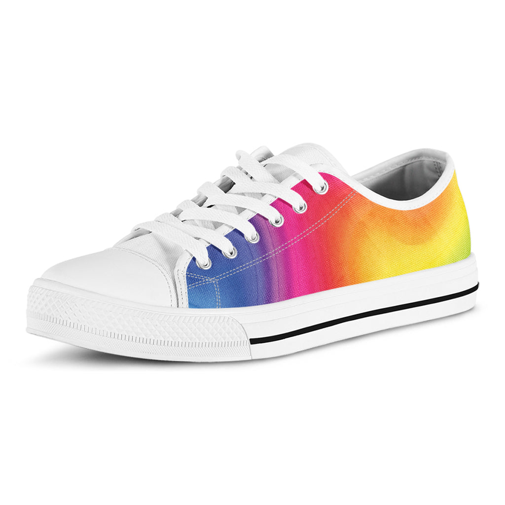 Rainbow Flow Print White Low Top Shoes