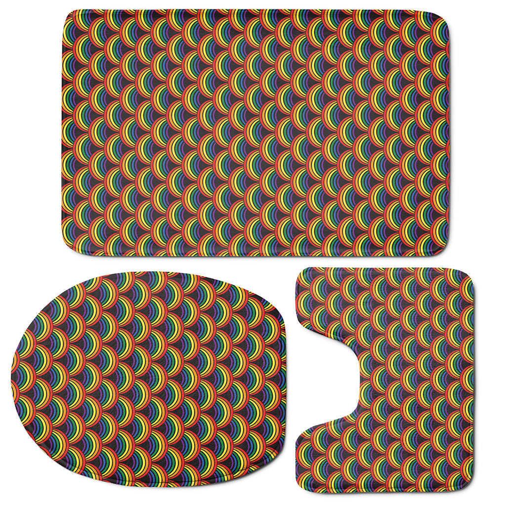Rainbow Gay Pride Pattern Print 3 Piece Bath Mat Set