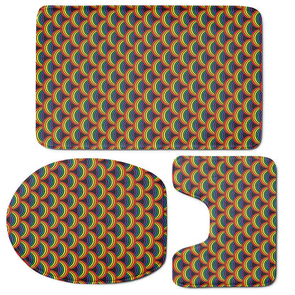 Rainbow Gay Pride Pattern Print 3 Piece Bath Mat Set