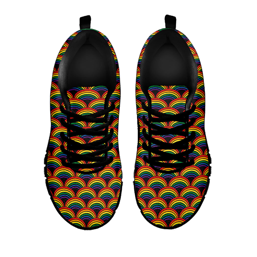 Rainbow Gay Pride Pattern Print Black Sneakers