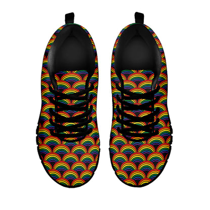 Rainbow Gay Pride Pattern Print Black Sneakers